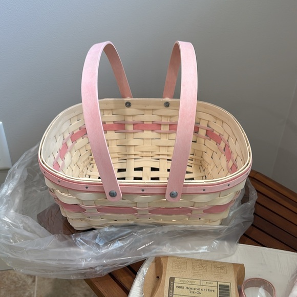 Longaberger Horizons of Hope breast cancer awareness basket set on original wrap - Picture 3 of 13